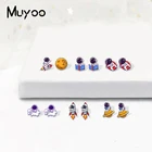 Новинка 2021, милый астронавт в космосе, Забавный космический корабль, ракеты, солнце, воздушный шар, эпоксидная смола, акриловые серьги-гвоздики