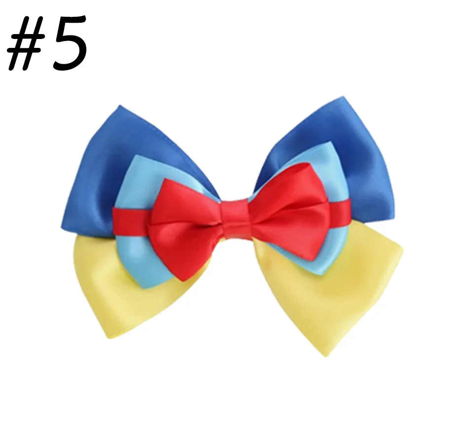 

free shipping 5pcs princess hair bows red yellow blue inspired hair clips with apple crown bows