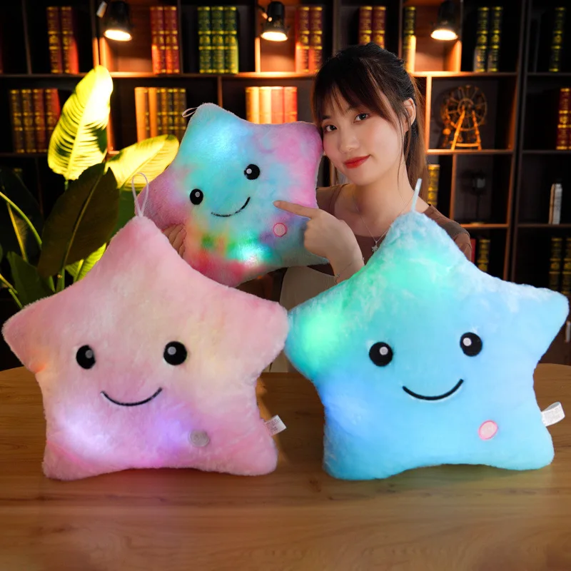 

Five-Pointed Star Luminous Pillow Smiley Face Plush Toy Home Furnishing Sofa Decoration Doll Child Birthday Gift Girl