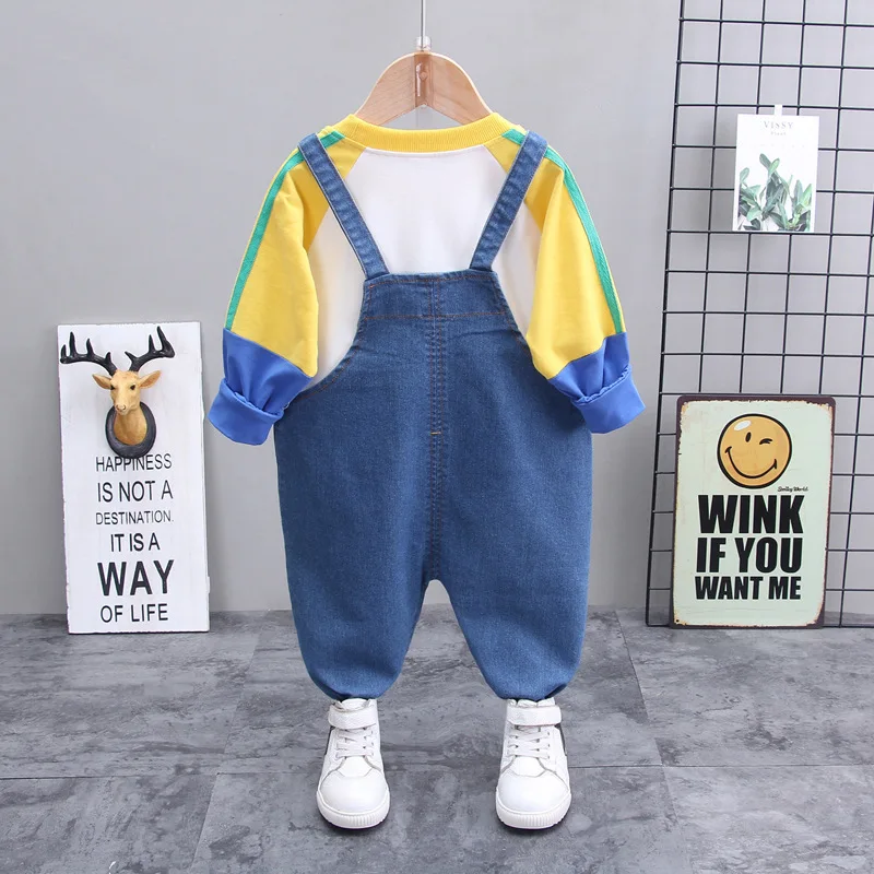 Children Clothes Autumn Baby Boys Girls Cartoon T Shirt Jeans Pants 2Pcs/sets New Spring Kids Infant Clothing Toddler Sportswear | Детская