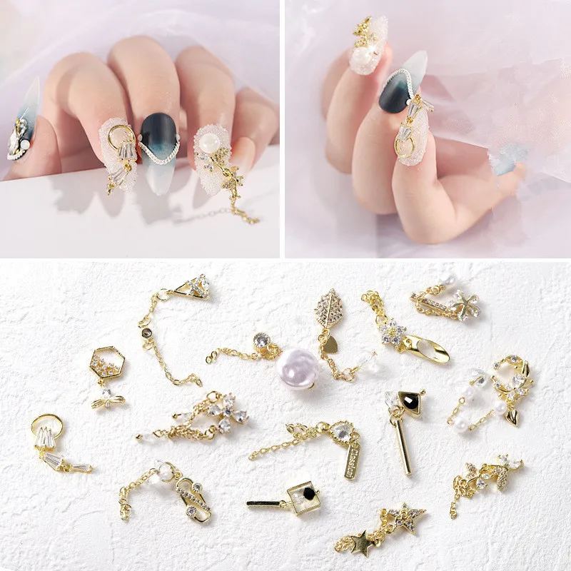 

High Quality New Hot Zircon Color-protected Gold-plated Diamond Alloy Rhinestone 3D Charm DIY Nail Art Jewelry Decoration