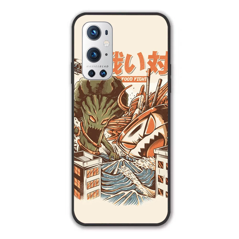 

For OnePlus Brocco vs Ramen Kaijus Soft TPU Border OnePlus 7 7T 7Pro 8 8T 8Pro 9 9Pro Case