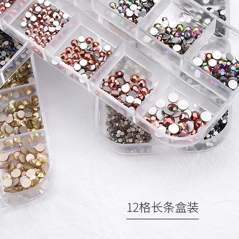 

La Milee 12 boxes / set of AB crystal rhinestone diamond gem 3D glitter dazzling colours nail art decoration beautiful girs