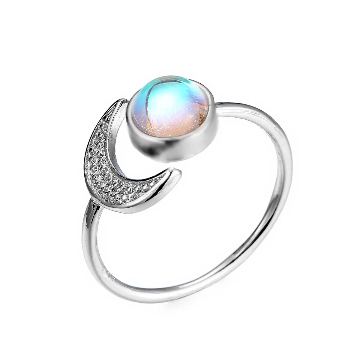 

925 Sterling Silver 2021 new design Moon Stone promise fashion Ring for women girl lady Christmas gift brand jewelry R5015