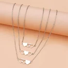 3 предмета в комплекте для девочек красивое Открытое сердце ожерелье с подвеской простое ожерелье в виде цепочки из нержавеющей стали ювелирные изделия подарки для друзей цепь на шею