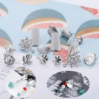 10pcslot stainless steel earring base geometric flowers earring stud with plug connector for diy jewelry making accessories