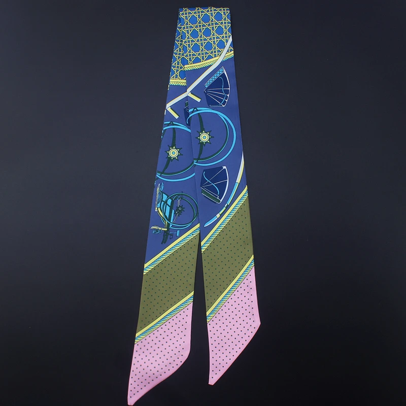 

Long Skinny Scarf For Women Silk Hair Neck Scarves Lady Fashion Headband Female Handbag Scarfs Ribbon Tie 2021 Designer
