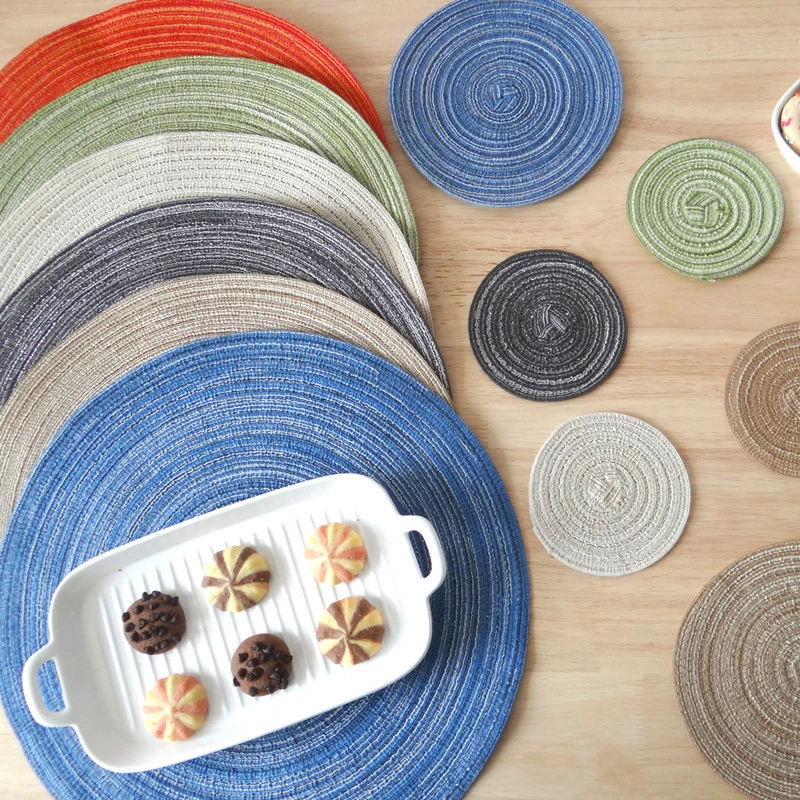

2021 home kitchen restaurant cotton and linen insulation placemat coaster plate mat S8A5669