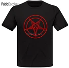 Мужская хлопковая футболка, футболка с символом багомера, цветная футболка с принтом сатанической церкви, готической, несвятой демонической козы