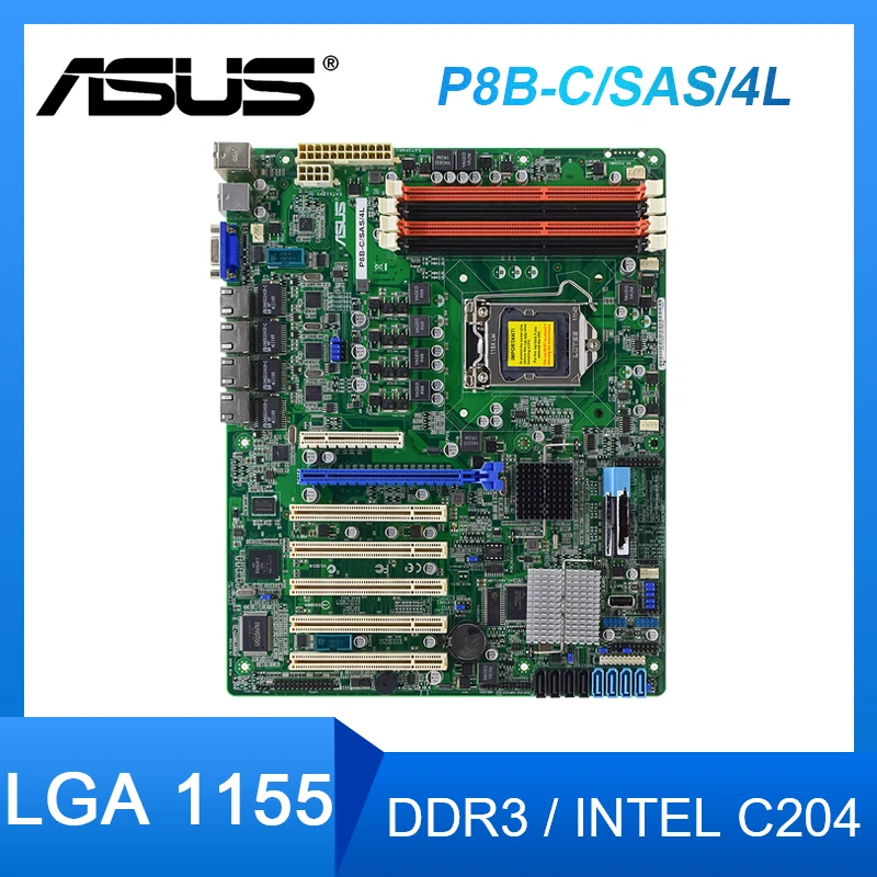 

Серверная Материнская плата ASUS P8B-C/SAS/4L, Intel C204 LGA 1155 DDR332GB ram, USB2.0 ATX, материнская плата, intel Xeon E3-1200 Core i3 2100, процессор