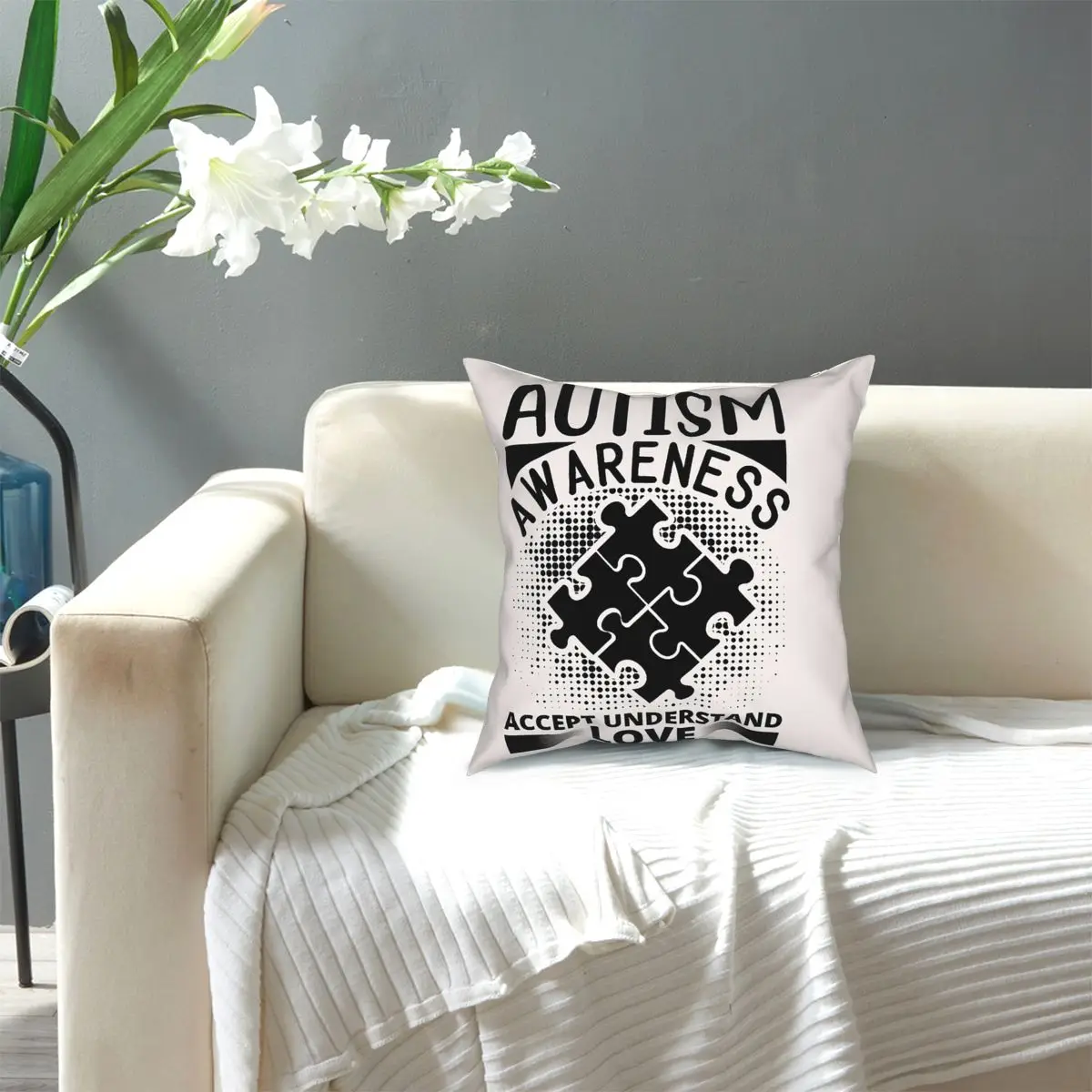 

Autism Awareness ,Accept Understand Love,Viking,Vikings Throw Pillow Cover Polyester Decorative Pillow Pillowcover Home Decor