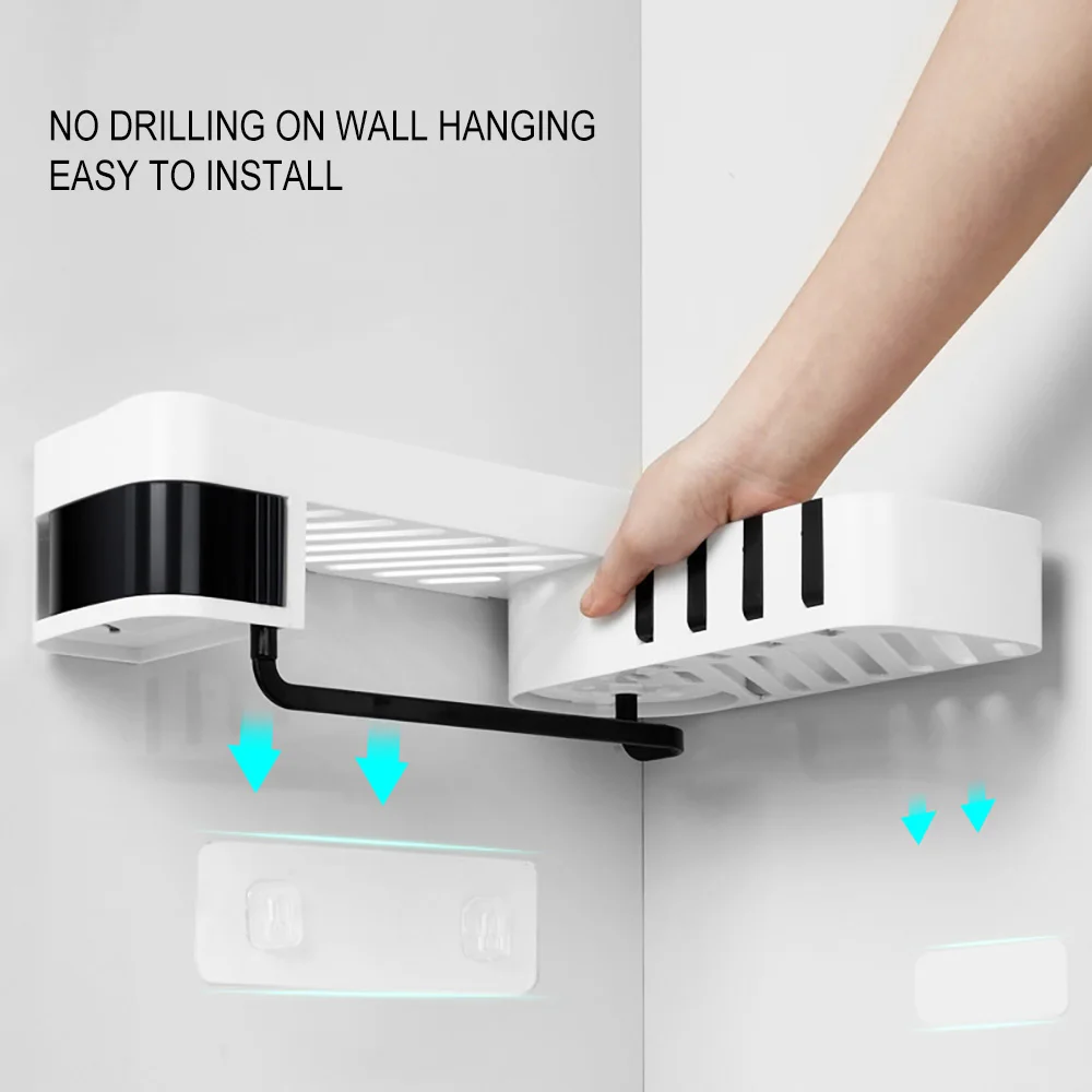 

Bathroom Shelf Shower Shelf Shampoo Towel Wall Holder Storage Rack Organizer Shelf Shelves Punch-Free Kitchen Paper Towel Holder