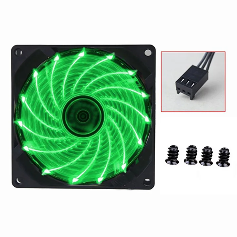 5Pcs Younuon LED Light 92mm 12V 4Pin/3Pin 9225S 92x92x25mm PC Case Cooler Cooling Fan 90mm Computer GPU Cooling Fan - Цвет лезвия: 5PCS 9225Green-3PIN