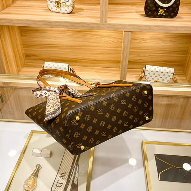 Real Cowhide Large-capacity Composite Bags Women 2021 New Classic All-match Print Underarm Totes Casual Shopping Handbags Gg Cc