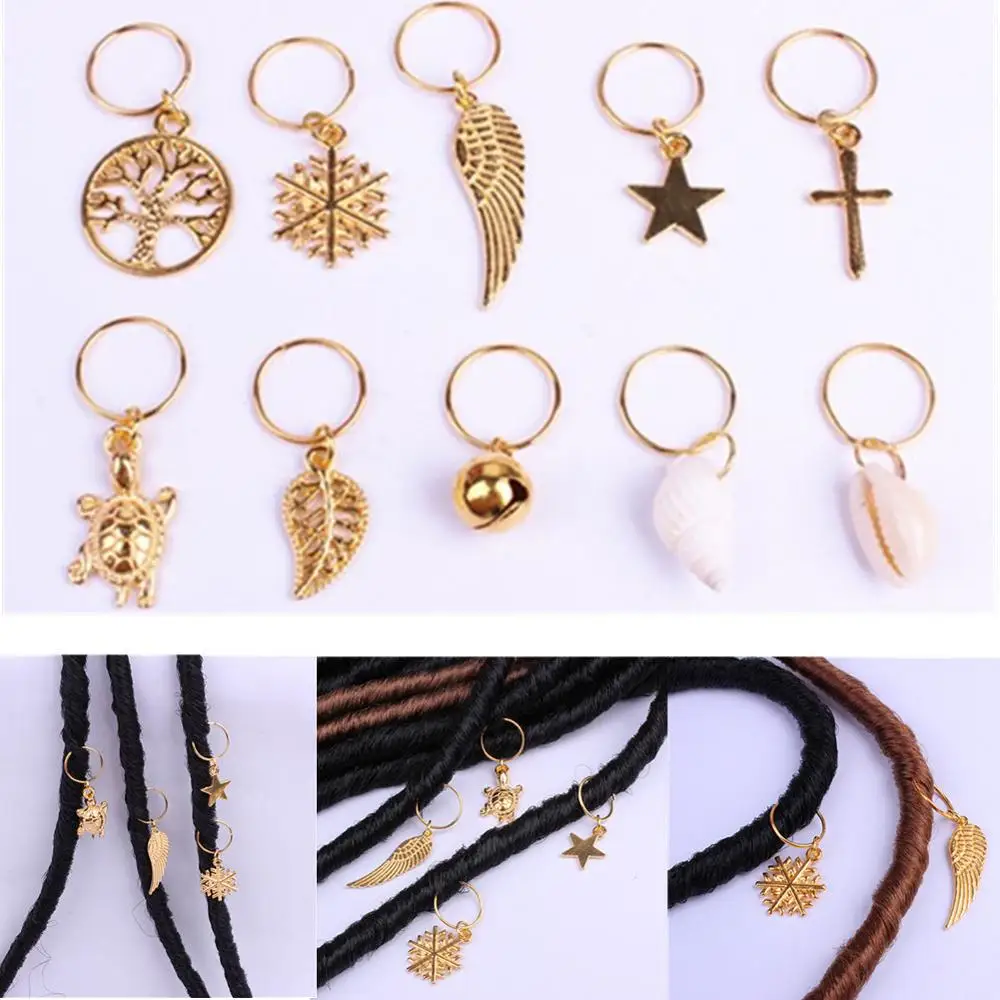 1 шт. Золотая оплетка для волос дредов бусины лист звезда Сделай Сам заколка