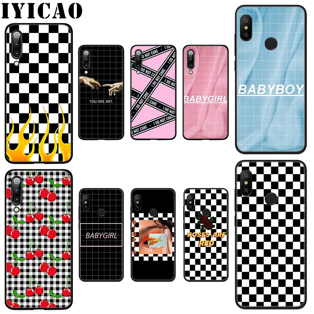 Клетчатый Мягкий силиконовый чехол в шахматную клетку для Xiaomi Mi 9 T Pro CC9 CC9E 8 SE Mi6 Mi8