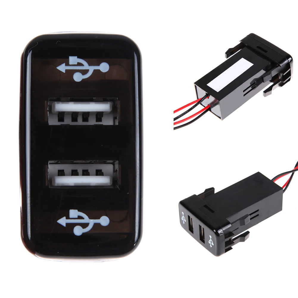 

Blue LED Light 3.1A USB Charger Dual USB Outlet Power Adapter Outlet Power Socket Panel Charger for Toyota Vigo
