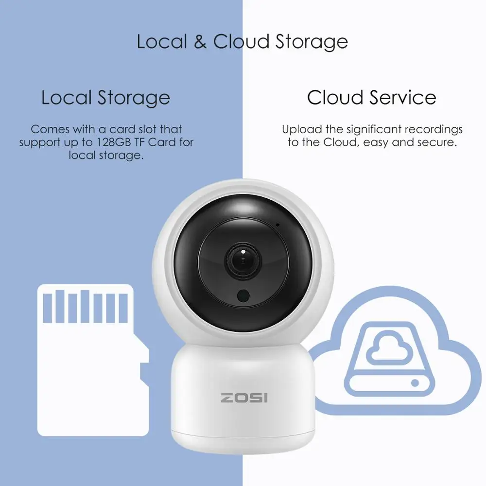 ZOSI HD 1080P WIFI IP Camera 2MP Baby Monitor Auto Tracking Home Security WI-FI Cam PTZ Two Way Audio Surveillance CCTV | Безопасность и