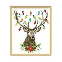 joy sunday christmas antlers stamped cross stitch kits aida fabric crossstitch needleework 14ct canvas embroidery kit dmc thread