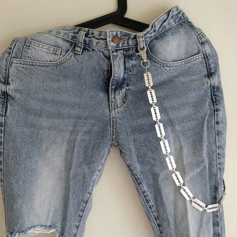 Модные брюки цепь панк ретро новая мужская и женская форма лезвия Талия