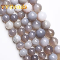 natural grey stripes agates beads 4 6 8 10 12mm round loose spacer charm beads for jewelry making diy women bracelets ear studs