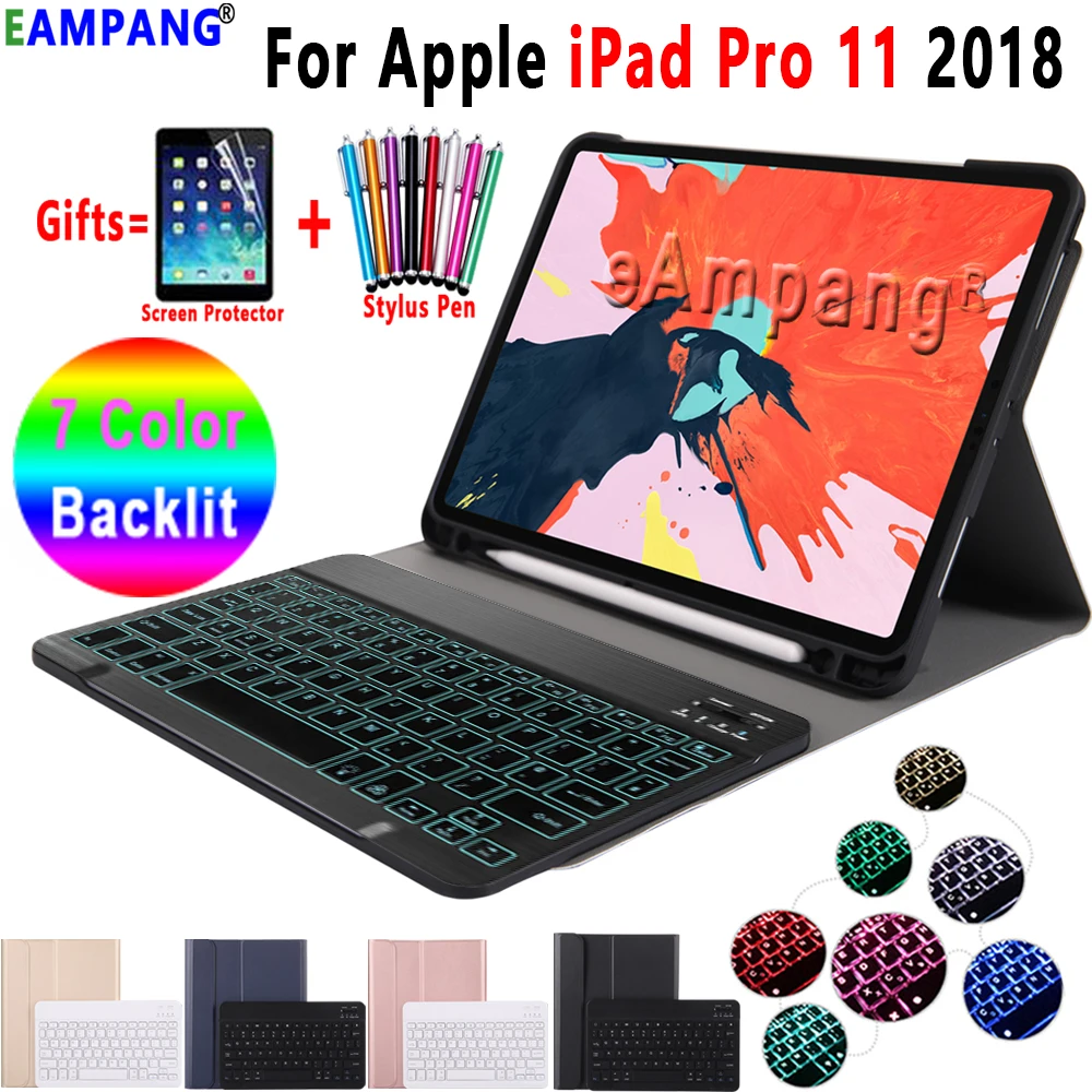 Чехол для клавиатуры с подсветкой для iPad Pro 11, чехол для клавиатуры с карандашом, чехол для клавиатуры, чехол для клавиатуры, кожаный чехол
