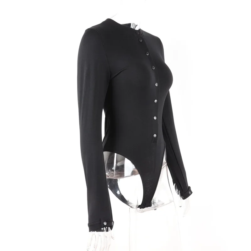 Valadenims new autumn and winter button sexy for women bodysuit long sleeve skinny Siamese clothes