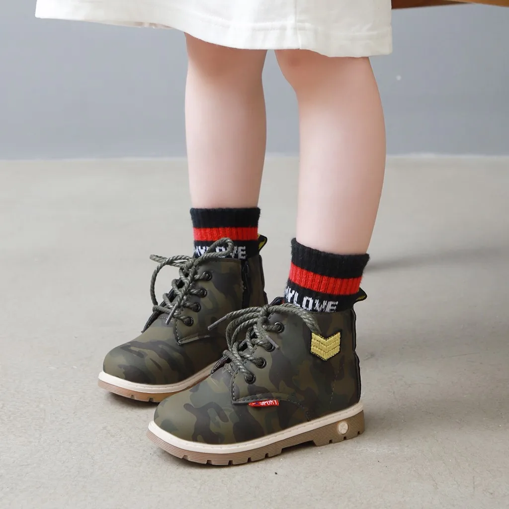 Новые детские ботинки обувь для мальчиков и девочек Детские Армейские Ботинки