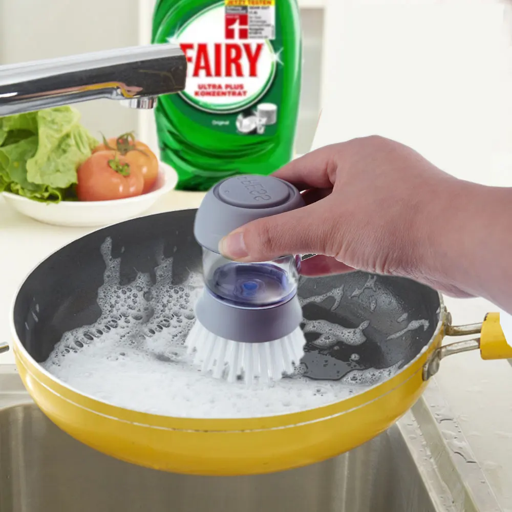 Антипригарная масляная автоматическая щетка для мытья посуды с нажимной щеткой