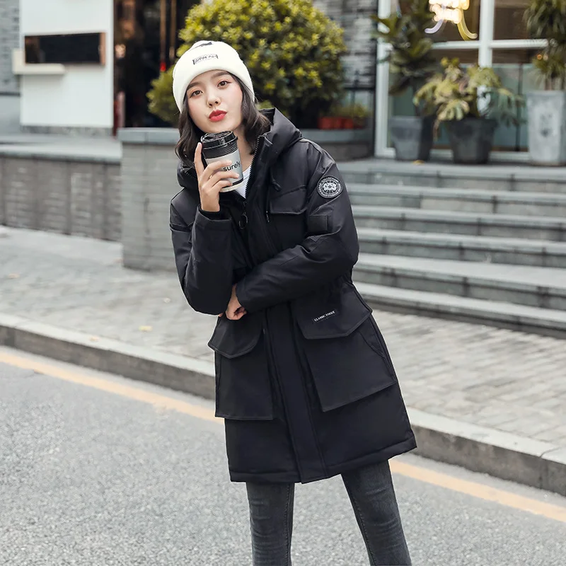 Женская парка с капюшоном хлопковое пальто средней длины плотное зимнее женское