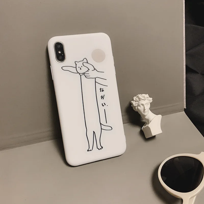 

White Cute Animal Cat Bear Cases For iPhone 12 Pro 12 Mini 11 Pro Max SE 2020 7 8 7Plus 8Plus XR X XS MAX