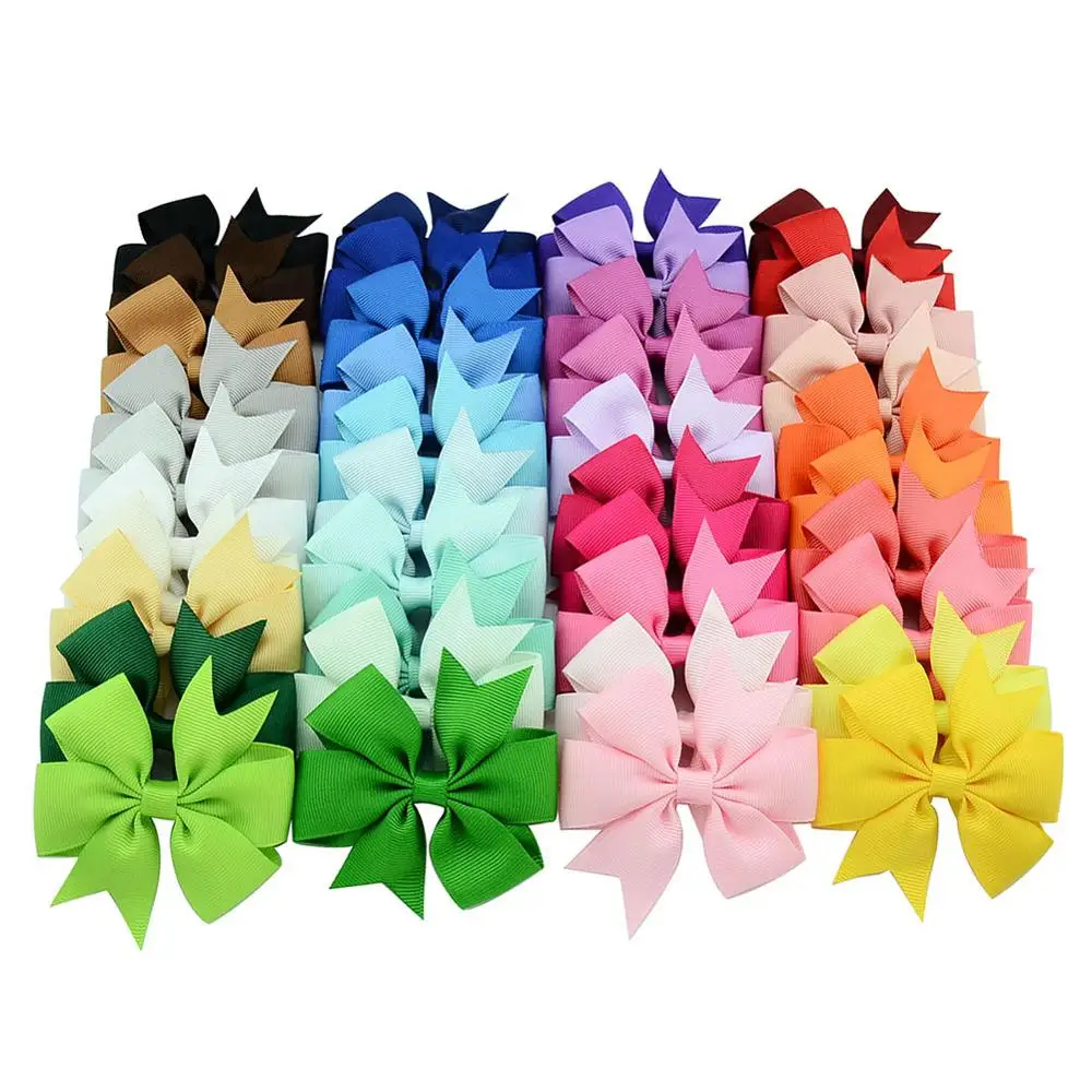 

2020 20-40pcs/lot Mixcolor3 Inch Grosgrain Ribbon Hairpins Girl Bows With Clip Hair Clips Kids Hair Accessories 564
