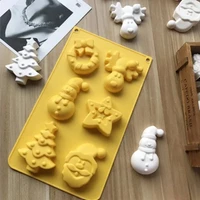 2020 christmas snowman santa series silicone mold fondant cake mold chocolate candy clay handmade soap mold kitchen cooking tool