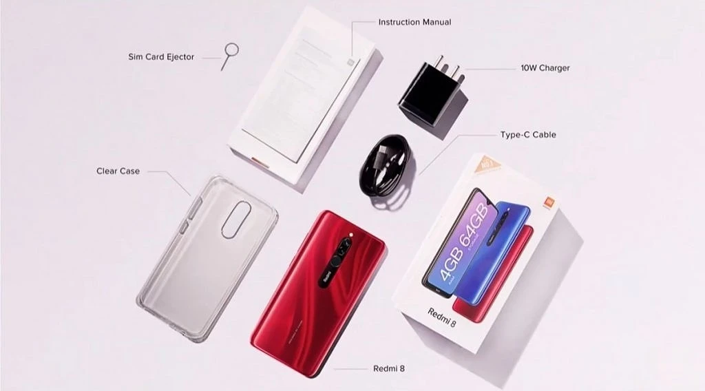 Мобильный телефон Xiaomi Redmi 8, 4 ГБ, 64 ГБ, глобальная версия, 5000 мА/ч, большая батарея, 18 Вт, быстрая зарядка, Восьмиядерный процессор Snapdragon 439, камера 12 МП