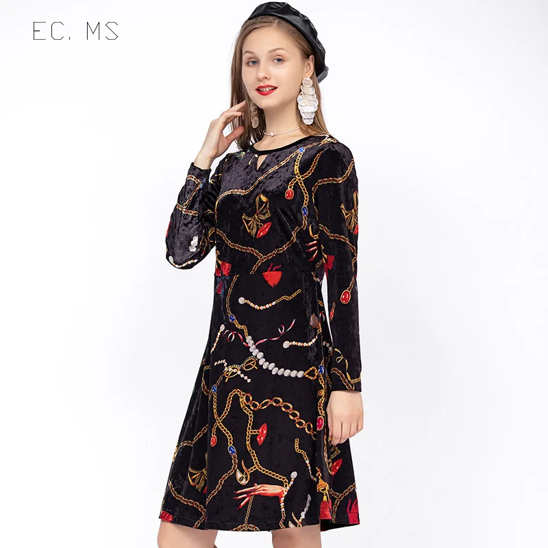 EC. MS женские платья с длинным рукавом цветочный принт весна 2020 подарок на день