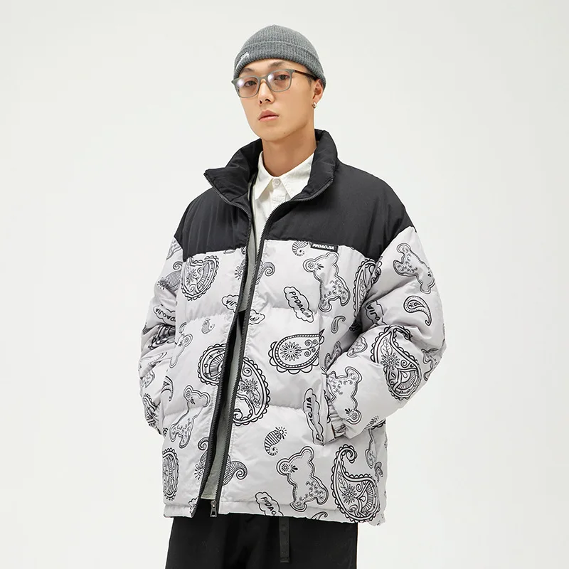 Парка утепленная для мужчин и женщин хлопковая Повседневная куртка с цветами