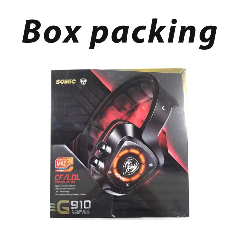 G910White with box SOMiC G910 virtual 7,1 Игровые наушники с микрофоном, объемный звук, вибрация, USB гарнитура, басовый светодиодный светильник для ПК и ноутбука - Цвет: G910White with box