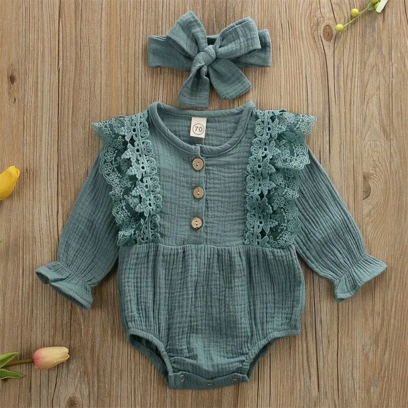 Кружевное боди с цветочным принтом + повязка на голову бантом Одежда для