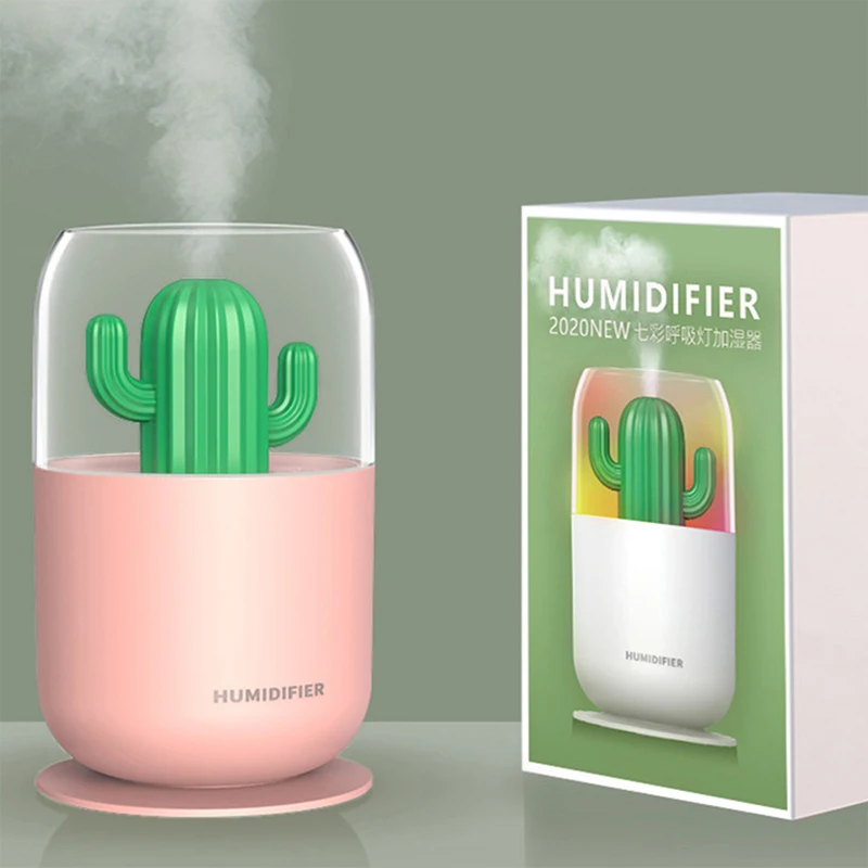 

LAIKE 220ml The Cactus Humidifier Ultrasonic Air Humidifier Aroma Essential Oil Diffuser USB Cool Mist Maker with LED Night Lamp