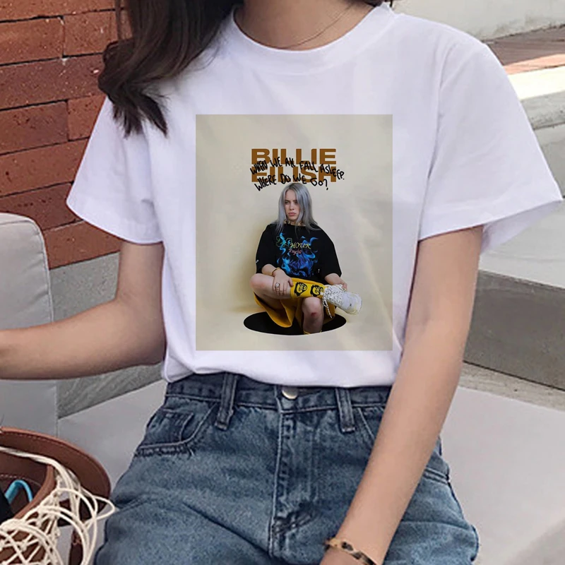 Билли эйлиш Харадзюку футболка для женщин I Am A Bad Guy Ullzang Graphic Эстетическая