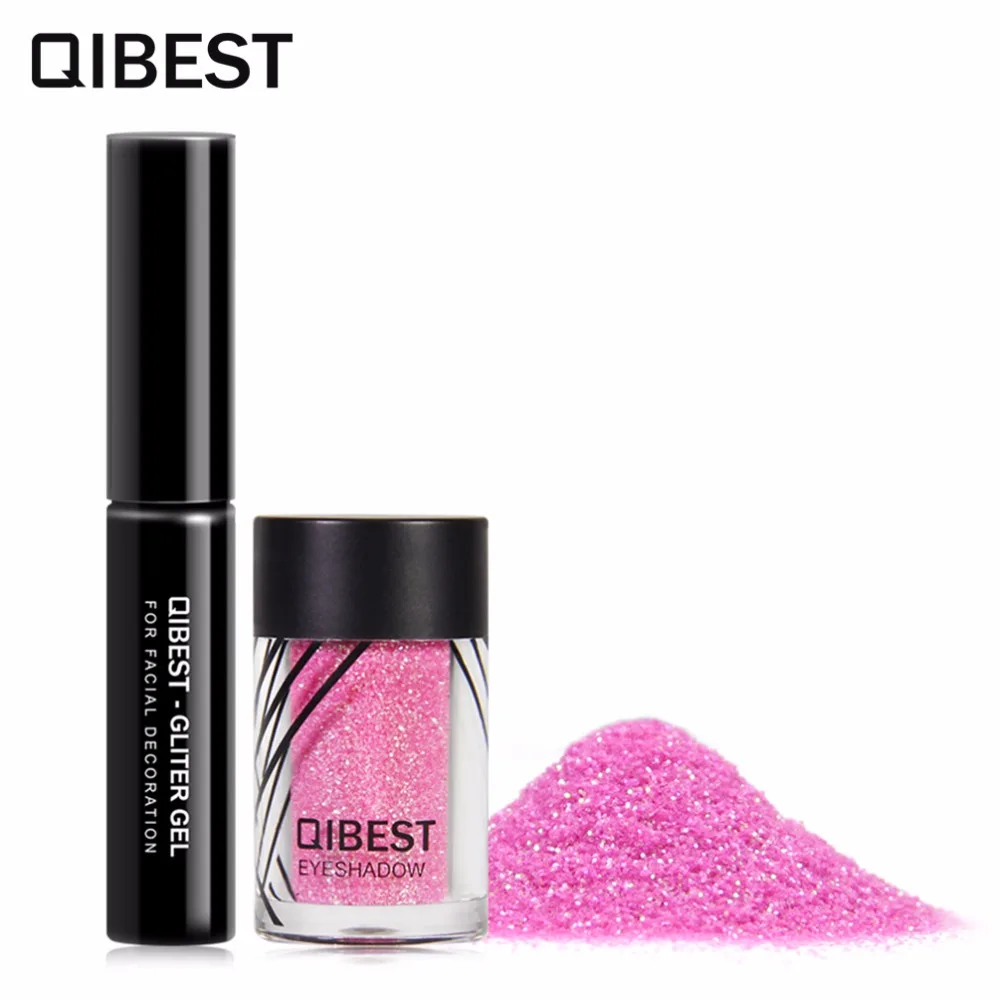 2 предмета/комплект QIBEST тени для век Блеск Цвет золотистый серебристый металлик