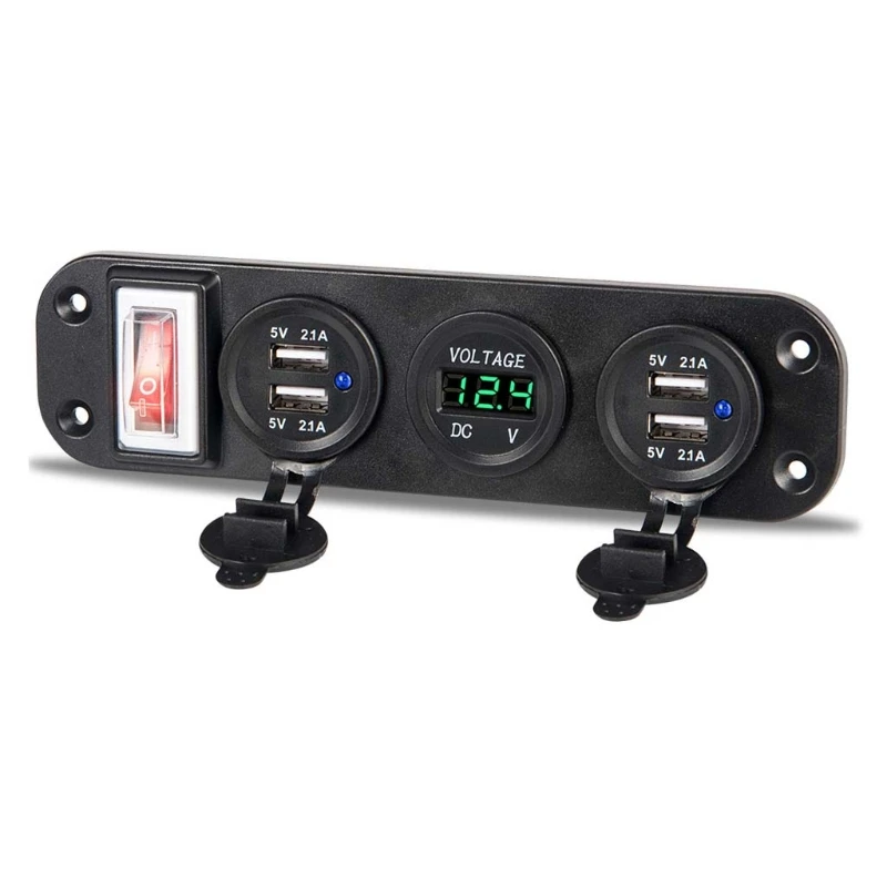 Автомобиль Лодка Грузовик DC 12 В 24 В 4 USB зарядное устройство адаптер светодиодный вольтметр с переключателем панель Прямая поставка поддержка