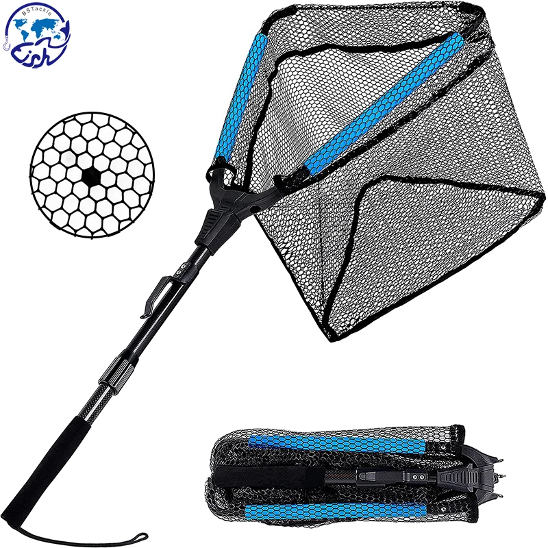 

Floating Fishing Net Rubber Coated Fish Landing Net-easy To Catch And Release Fresh Or Salt Water Foldable Telescopic Fishing