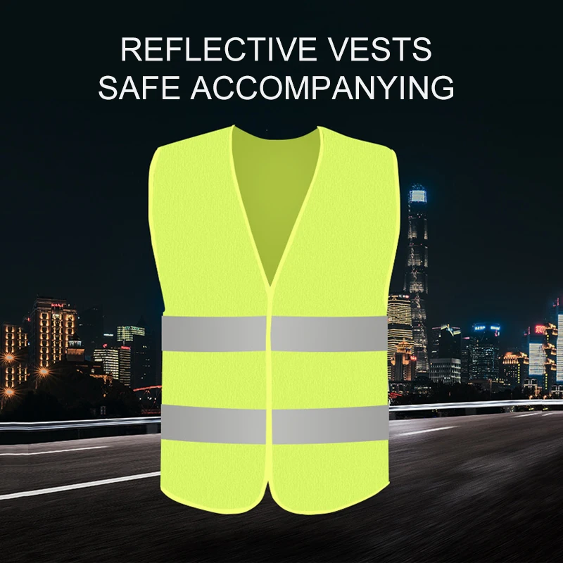 

High Visibility Cycling Jackets Men Breathable Newest Car Emergency Reflective Strip Vest Fluorescent Mesh Vest Safety Men Suit