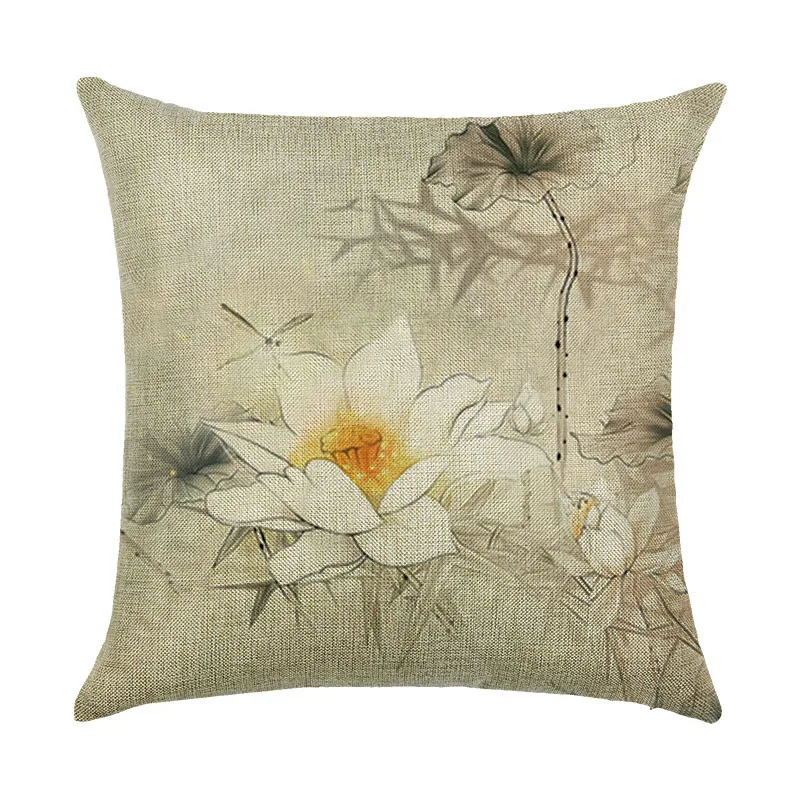 45*45cm Cushion cover Plant lavender linen/cotton flower design pillow case Home decorative pillow cover seat pillow case images - 6