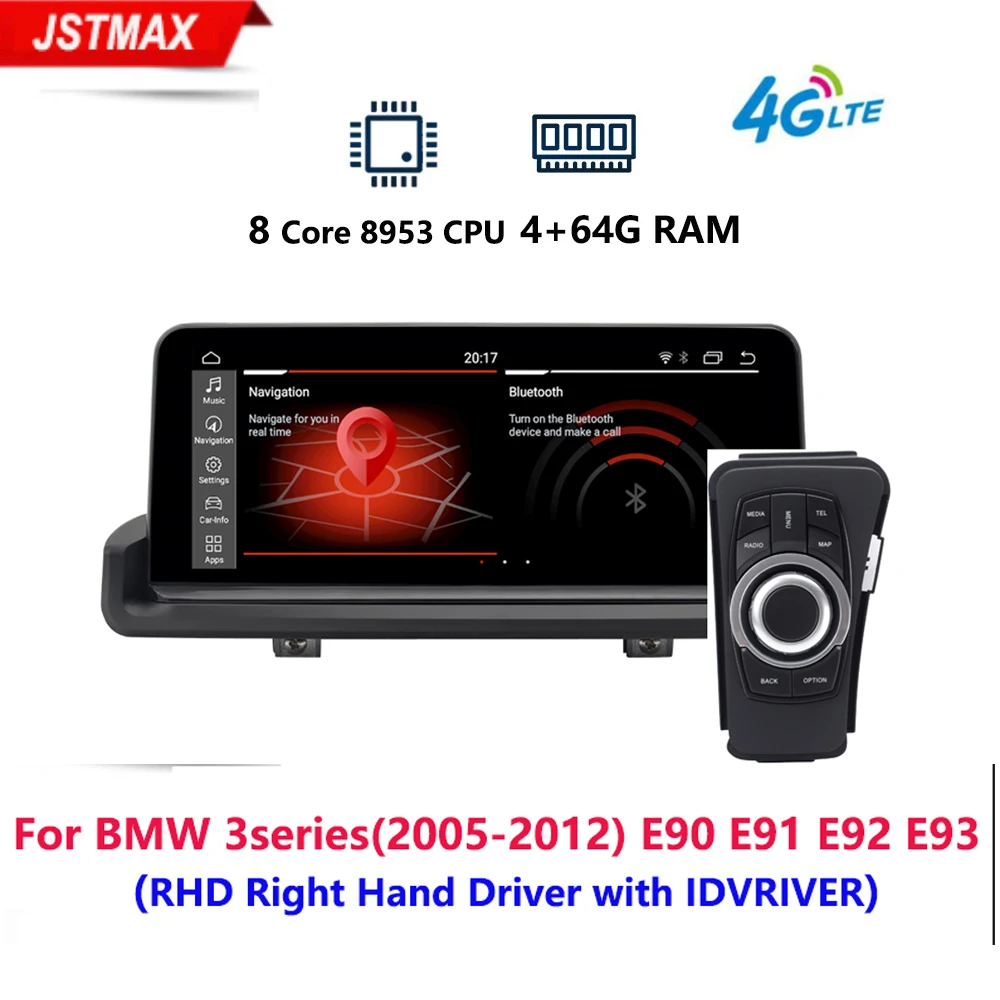 

IPS 10.25" 8 Core RHD Android 10.0 Car Screen Player Multimedia For BMW E90 E91 E92 E93 2005-2012 GPS Navi Stereo BT WIFI 4G LTE