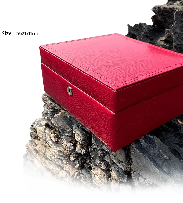 High-end Jewelry Box Genuine Leather Belt Lock Wooden European Storage Princess Korean Girls Gift | Дом и сад