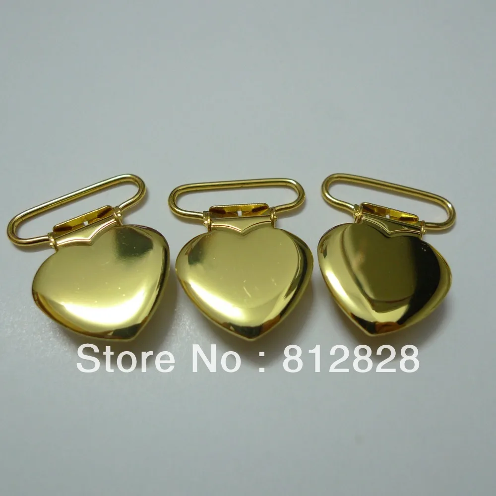 Зажимы на подтяжках в форме сердца золотого цвета 25 шт 1 'ཕ мм|Зажимы для