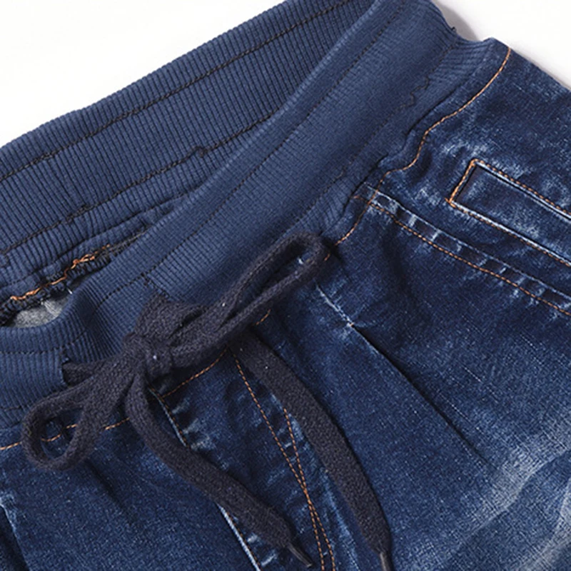 

Spring Scratched Patchwork Jeans Woman Stretch Skinny Harem Pants Femme Elastic Waist Lace Up Trousers Mujer Plus Size Blue Jean