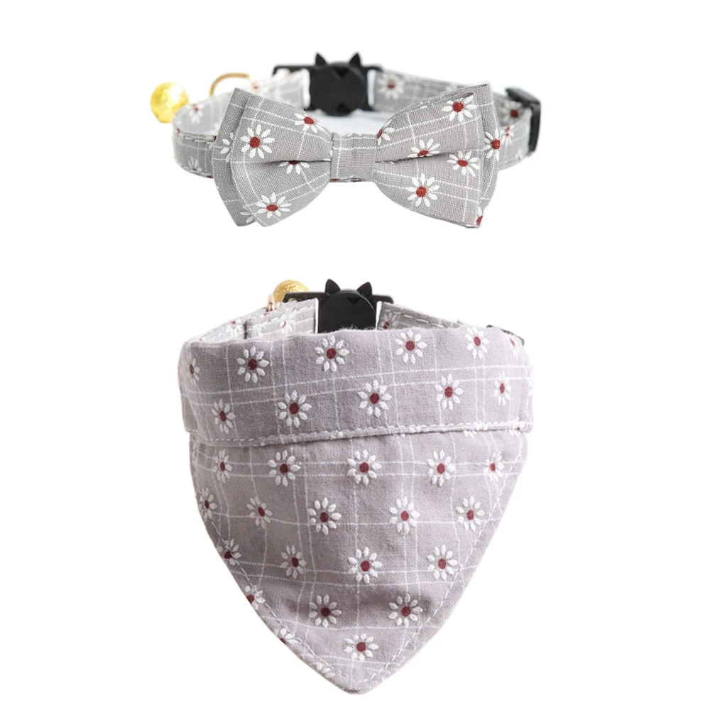 

2 Pack Breakaway Cat Collar with Bell and Bowtie Flower Floral Bandana Kitten Collar for Kitty Puppy Adjustable 7.8 to 10.2Inch